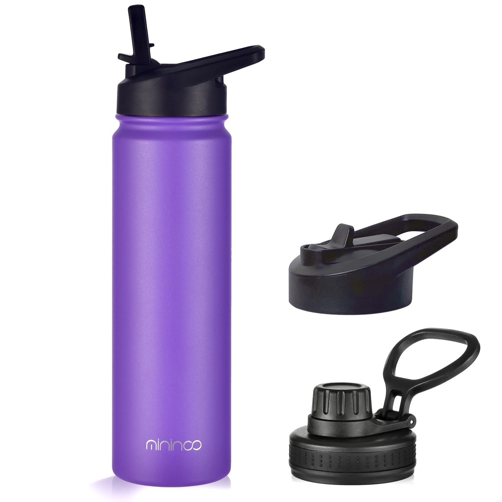 Amazon.com: mininoo 24 oz Insulated Water Bottle with Straw Lid